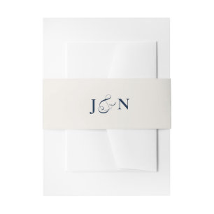 Bandeau De Faire-part Mariage Calligraphie Ivoire Bleu Marine Classique