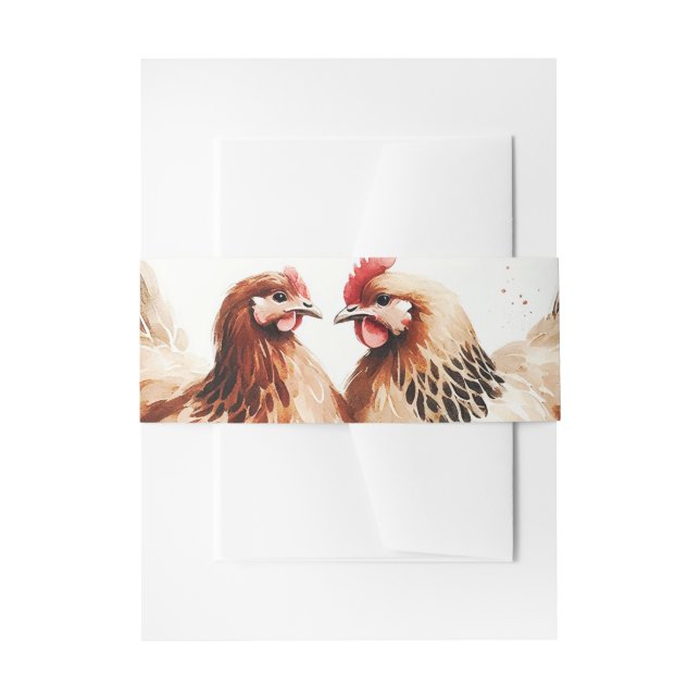 Bandeau De Faire-part Mariage campagnard Brown d'aquarelle de poulet (Devant example)