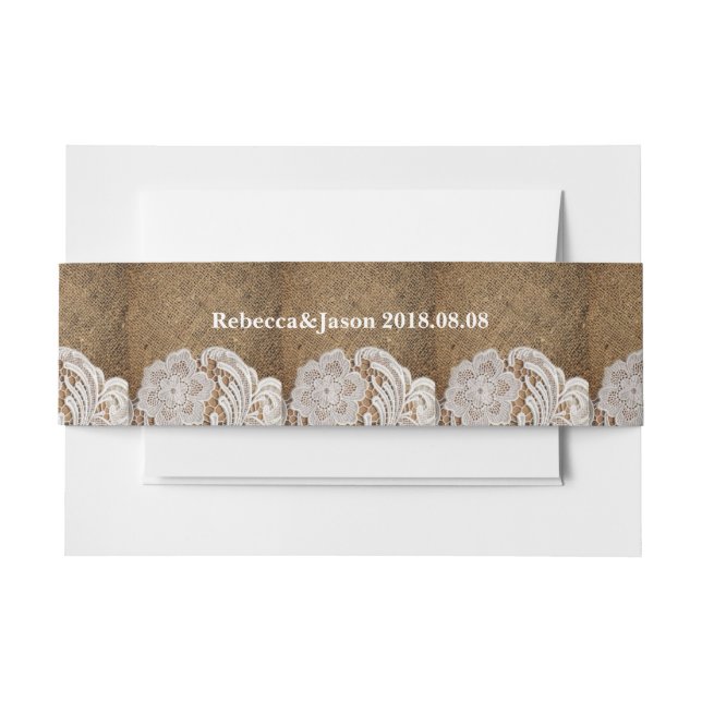 Bandeau De Faire-part mariage campagnard de l'ouest rustique burlap et d (Devant Example)