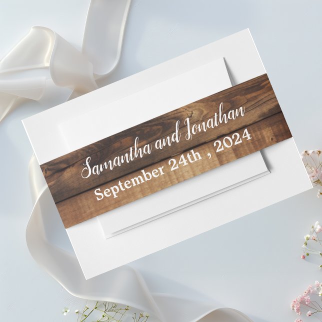 Bandeau De Faire-part Mariage campagnard photo Rustic Wood Couples (Créateur téléchargé)