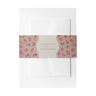Bandeau De Faire-part Mariage campagnard rustique en dentelle rouge Kraf