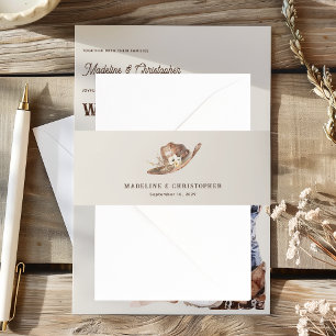 Bandeau De Faire-part Mariage Casquette Boho Western Cowboy