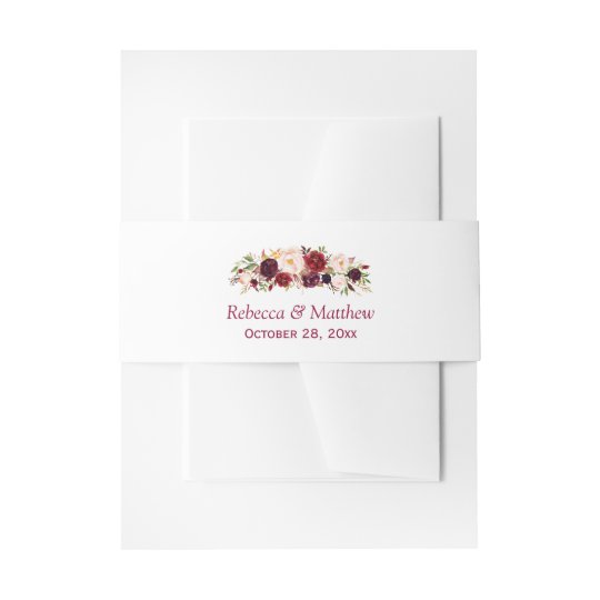 Bandeau De Faire Part Mariage Chic Floral Rustique De Bourgogne Marsala Zazzle Fr