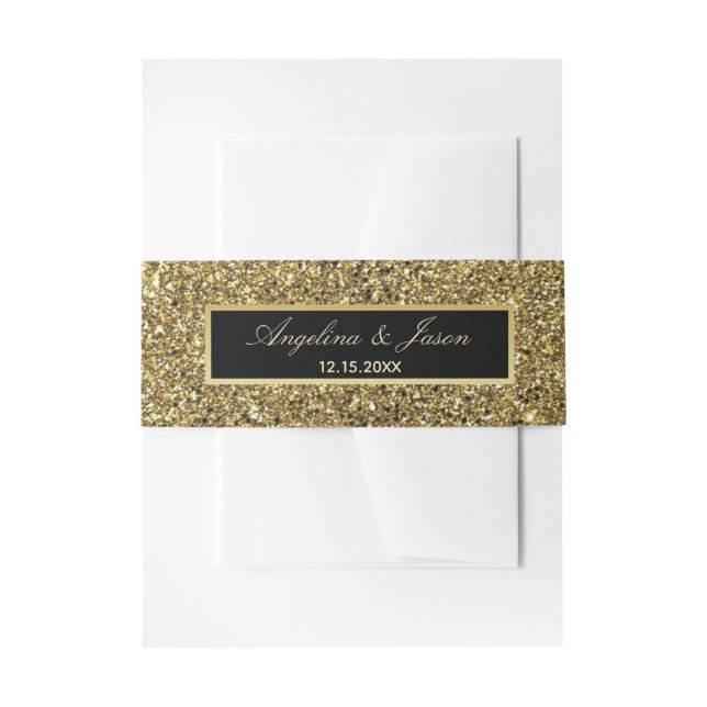 Bandeau De Faire-part Mariage chic noir et or (Devant example)