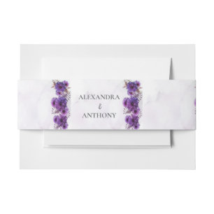Bandeau De Faire-part Mariage Chrysanthème Aquarelle Violet