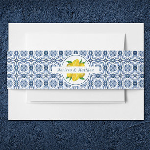 Bandeau De Faire-part Mariage citron bleu italien