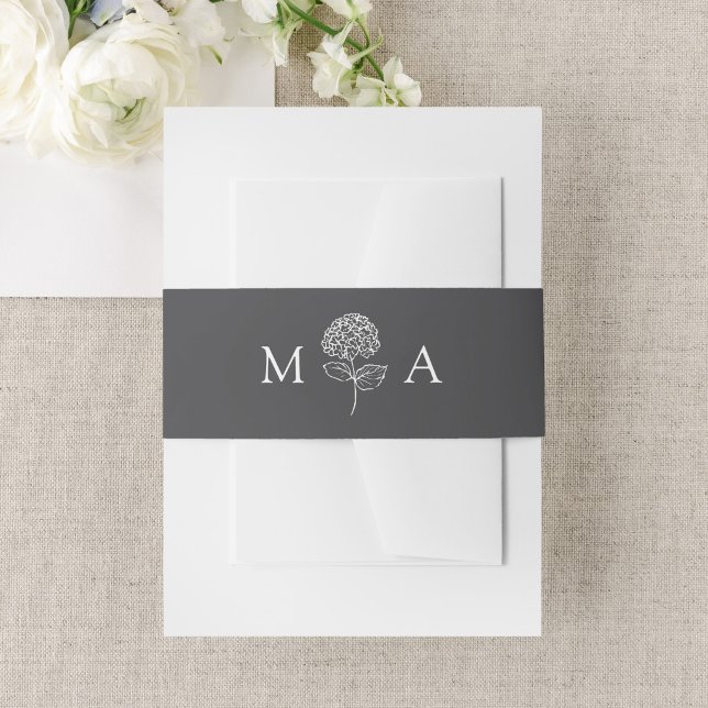 Bandeau De Faire-part Mariage classique au Monogramme d'Hydrangea au Cha (Créateur téléchargé)