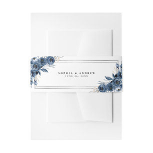 Bandeau De Faire-part Mariage Classique Botanique Élégant Moderne Bleu M
