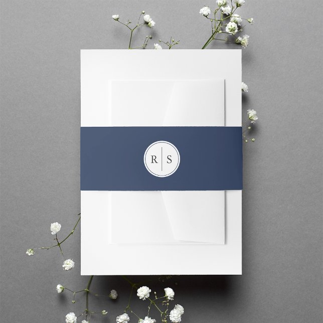 Bandeau De Faire-part Mariage classique de marine et de monogramme blanc (Créateur téléchargé)