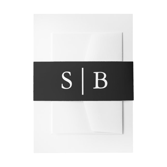 Bandeau De Faire-part Mariage Classique Monogramme Noir (Devant example)