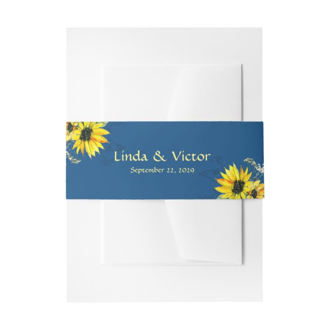 Bandeau De Faire-part Mariage Classique Tournesol Bleu (Devant example)