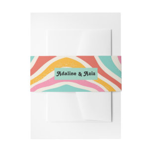 Bandeau De Faire-part Mariage Coloré Rétro Groovy des Années 70