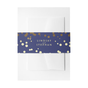 Bandeau De Faire-part Mariage Confetti Elegant Gold et Navy