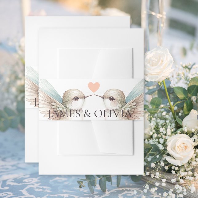 Bandeau De Faire-part Mariage Couple Hummingbird Invitation Belly Band (Wedding Couple Hummingbird Invitation Belly Bands)