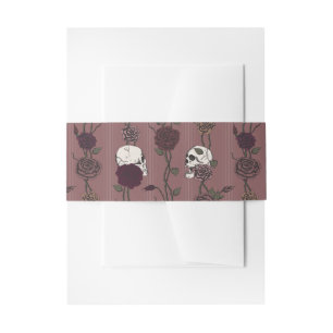 Bandeau De Faire-part Mariage crâne de monogramme gothique et rose mauve