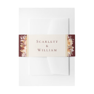 Bandeau De Faire-part Mariage Crème Bourguignon Floral Automnal