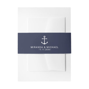 Bandeau De Faire-part Mariage d'Ancre bleu marine moderne