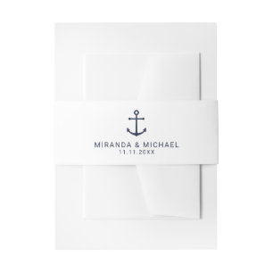 Bandeau De Faire-part Mariage d'Ancre bleu marine moderne