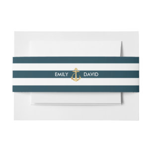 Bandeau De Faire-part Mariage d'Ancre d'or de la marine nautique