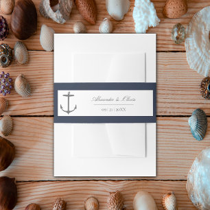 Bandeau De Faire-part Mariage d'Ancres nautiques simple   Bleu Marine