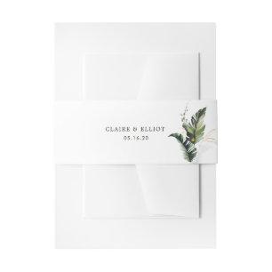 Bandeau De Faire-part Mariage d'aquarelle de feuillage tropical