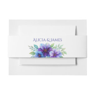 Bandeau De Faire-part Mariage d'aquarelle romantique bleu violet