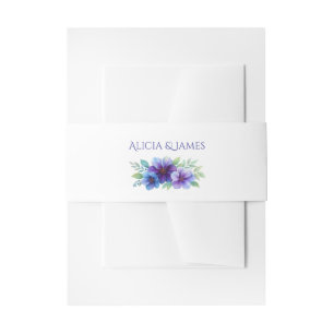 Bandeau De Faire-part Mariage d'aquarelle romantique bleu violet