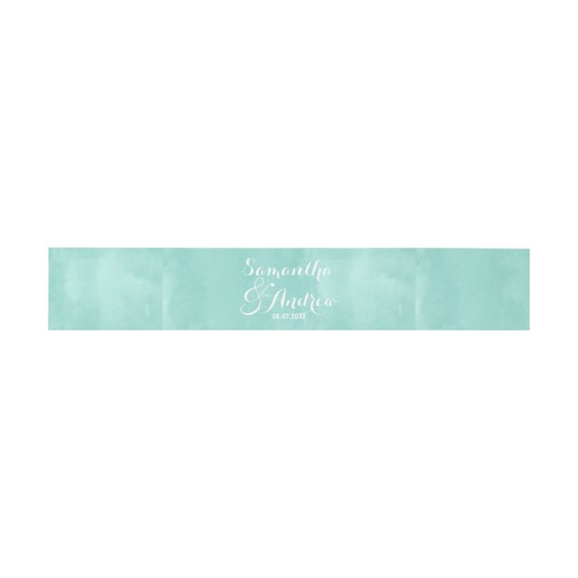 Bandeau De Faire-part Mariage d'aquarelle vert aqua moderne (Plat)