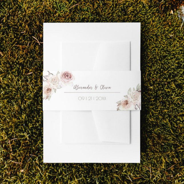 Bandeau De Faire-part Mariage d'arc Rose de Bohême (Bohemian Roses Wedding Invitation Belly Band)