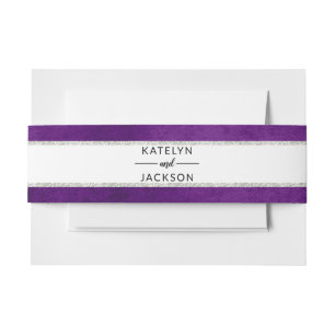 Bandeau De Faire-part Mariage d'argent violet violet floral enchanté