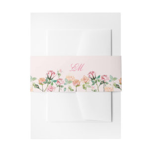 Bandeau De Faire-part Mariage de bordure florale aquarelle