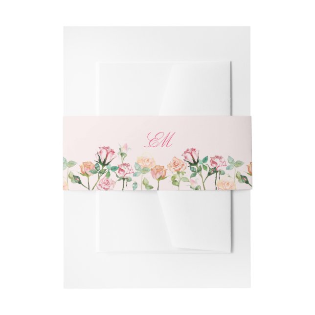 Bandeau De Faire-part Mariage de bordure florale aquarelle (Devant example)
