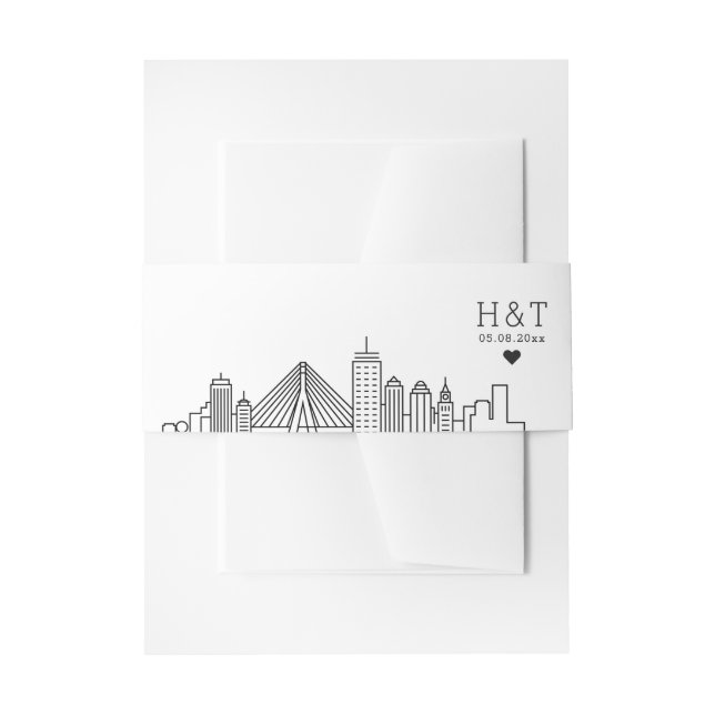 Bandeau De Faire-part Mariage de Boston | Monogramme stylisé Skyline (Devant example)