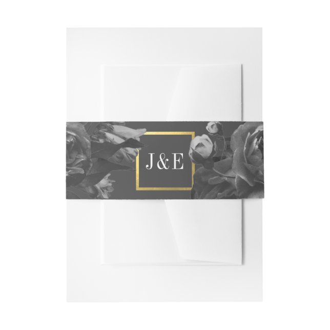 Bandeau De Faire-part Mariage de bouquet Black Gold Rose (Devant example)