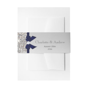Bandeau De Faire-part Mariage de Bow & Diamonds de marine personnalisé