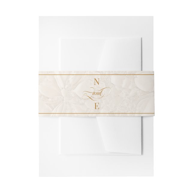 Bandeau De Faire-part Mariage de calligraphie beige et or (Devant example)