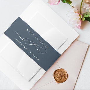Bandeau De Faire-part Mariage de calligraphie bleu marine