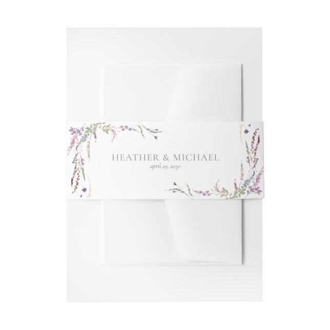 Bandeau De Faire-part Mariage de calligraphie Fleur sauvage violet (Devant example)