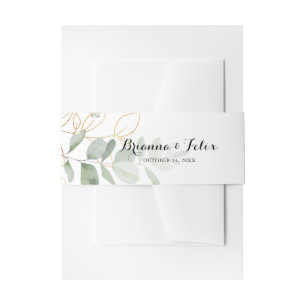 Bandeau De Faire-part Mariage de calligraphie Gold Green Foliage