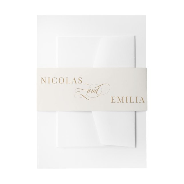 Bandeau De Faire-part Mariage de calligraphie ivoire et or (Devant example)