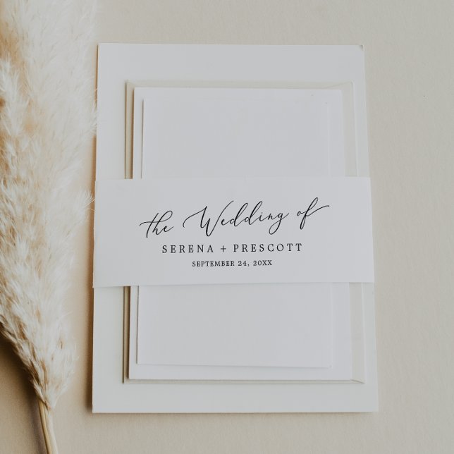 Bandeau De Faire-part Mariage de calligraphie noir délicat (Créateur téléchargé)