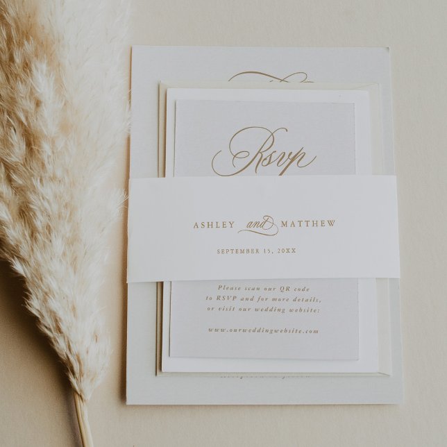 Bandeau De Faire-part Mariage de calligraphie romantique d'or (Créateur téléchargé)