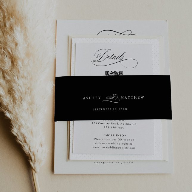 Bandeau De Faire-part Mariage de calligraphie romantique noire (Créateur téléchargé)