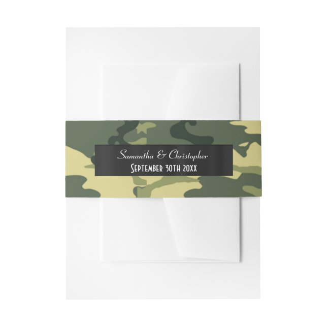 Bandeau De Faire-part Mariage de camouflage de l'armée verte (Devant example)