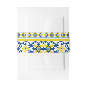 Bandeau De Faire-part Mariage de carreaux de citron Capri bleu jaune Méd