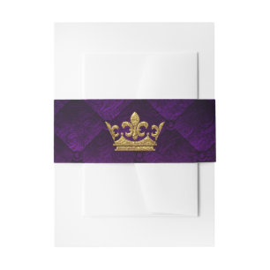 Bandeau De Faire-part Mariage de conte de fées couronne pourpre et or ro
