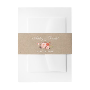 Bandeau De Faire-part Mariage de corail floral Kraft