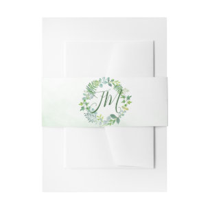 Bandeau De Faire-part Mariage de couronne de feuillage vert
