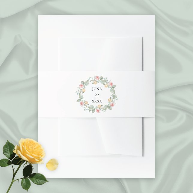 Bandeau De Faire-part Mariage de couronnes roses roses rose (Créateur téléchargé)