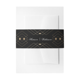 Bandeau De Faire-part Mariage de décoration géométrique noir diamant or
